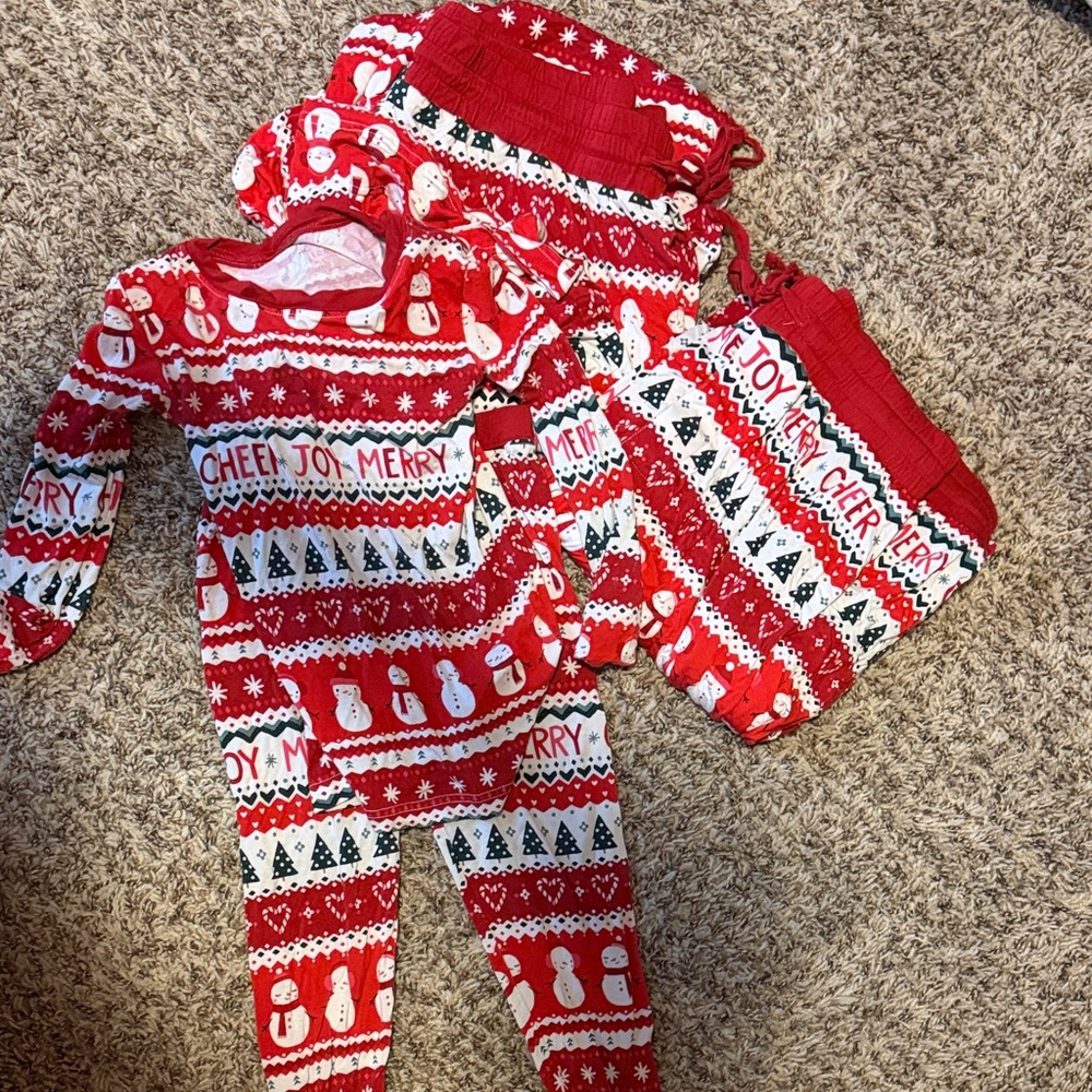 Little Sleepies Red and White Holiday Pajama Set for the family